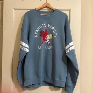 Peanuts Snoopy Football Blue Crewneck Sweatshirt Size XL